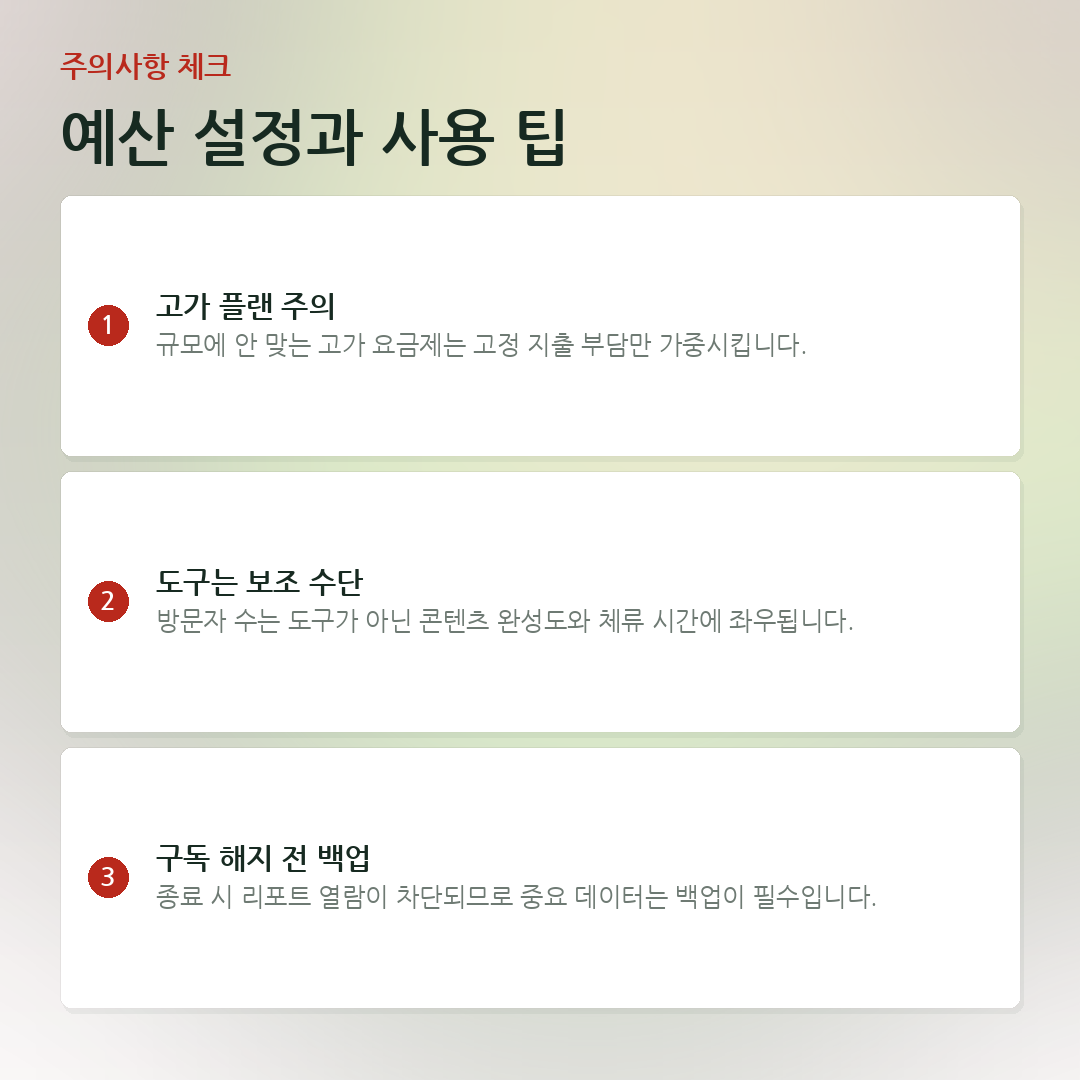 예산 설정과 사용 팁 요약 카드