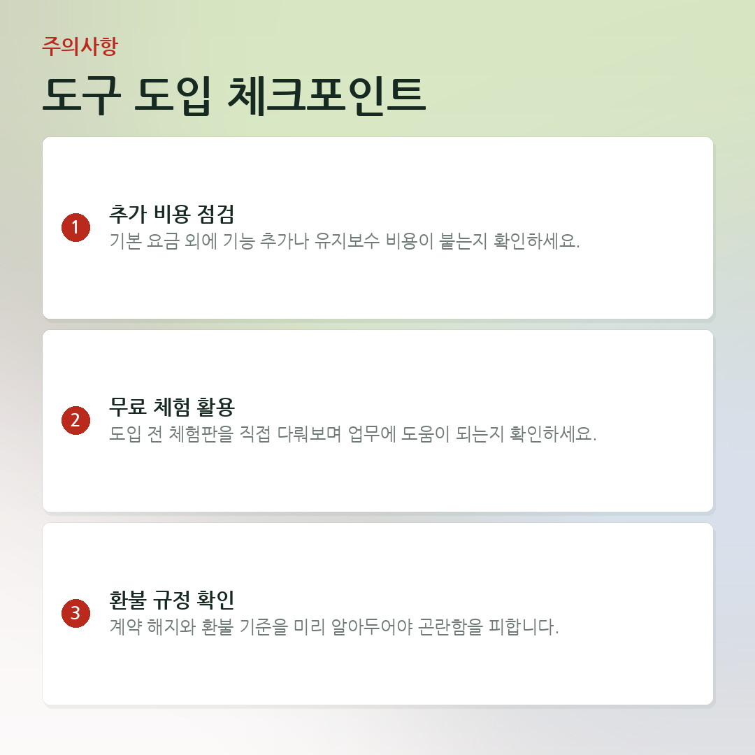 도구 도입 체크포인트 요약 카드
