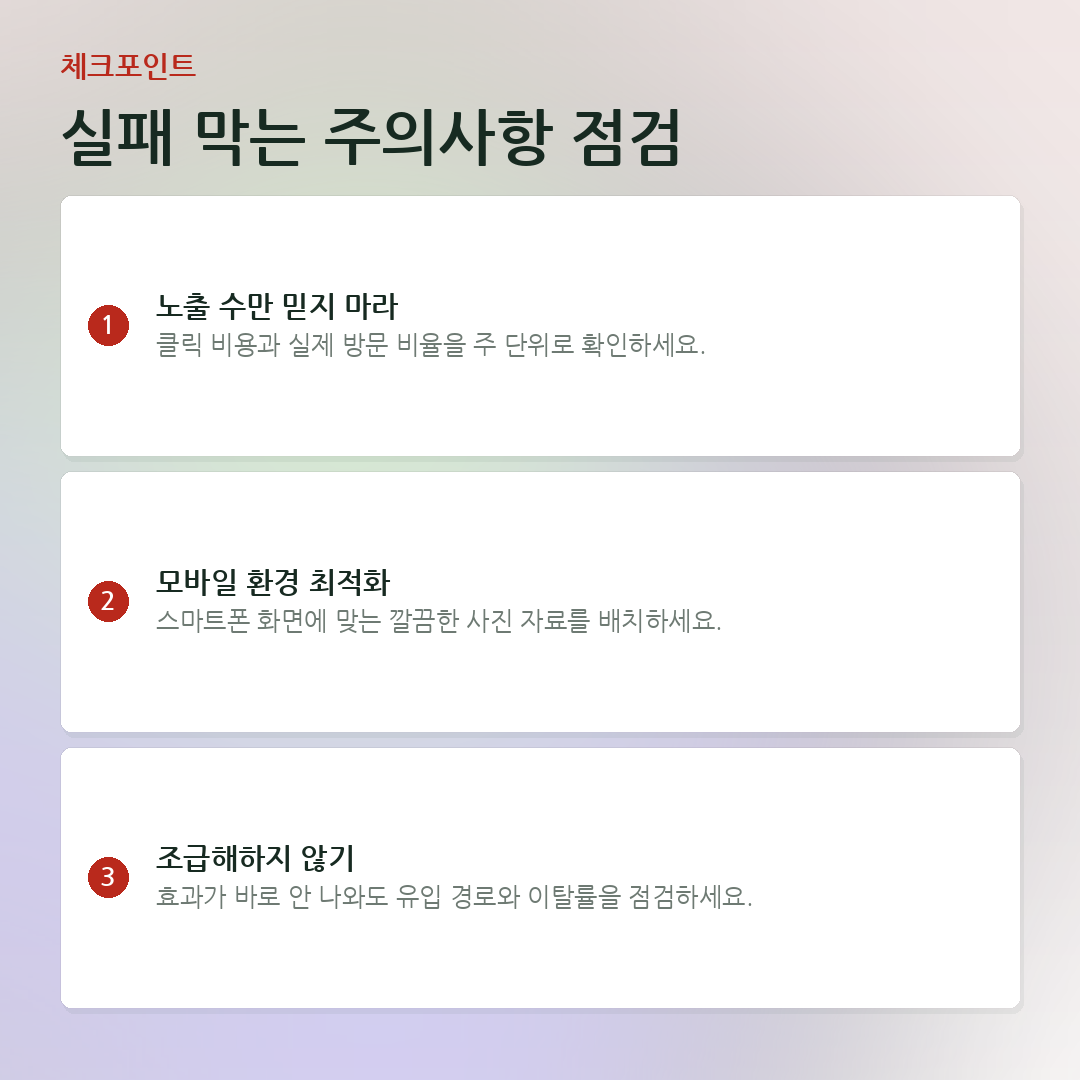 실패 막는 주의사항 점검 요약 카드