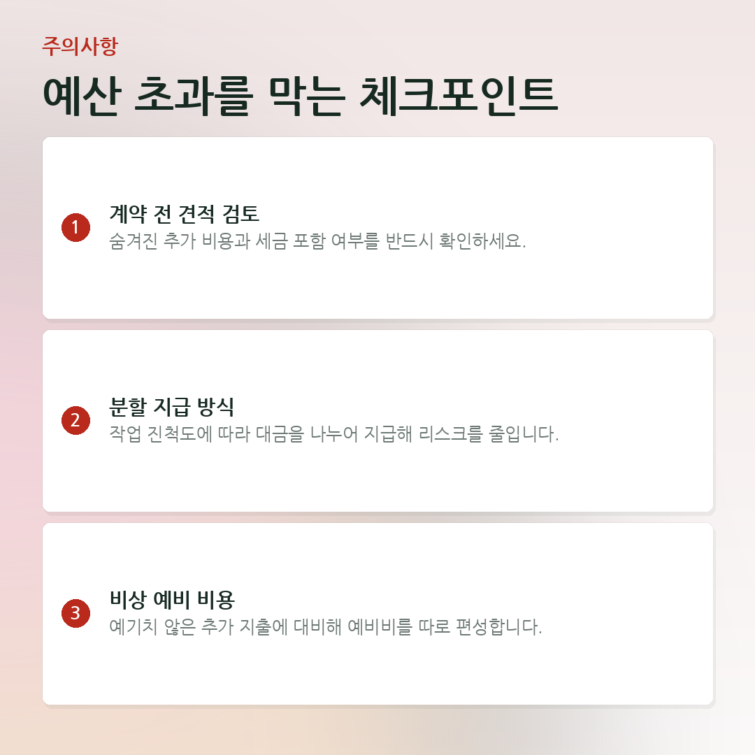 예산 초과를 막는 체크포인트 요약 카드