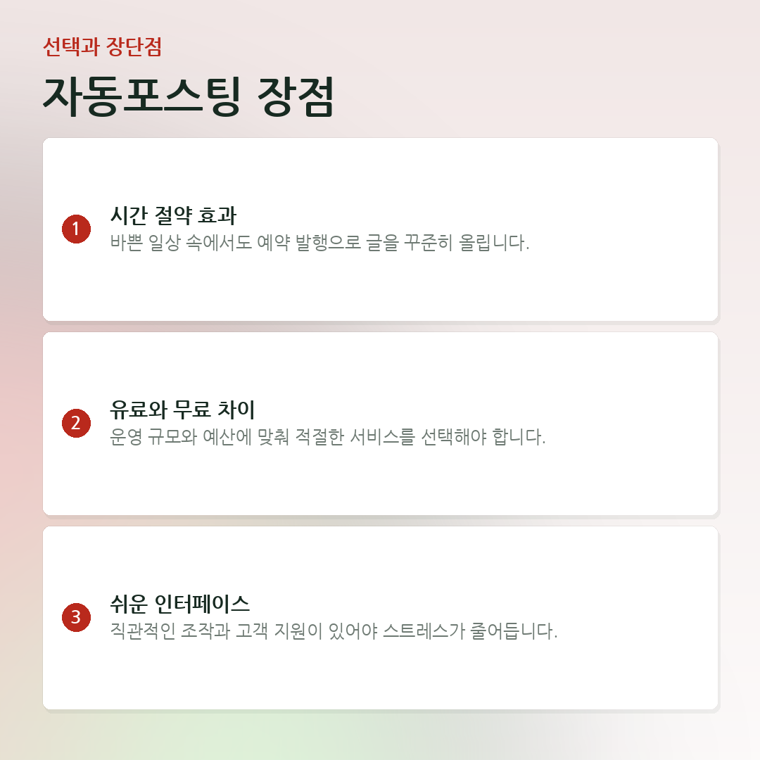 자동포스팅 장점 요약 카드