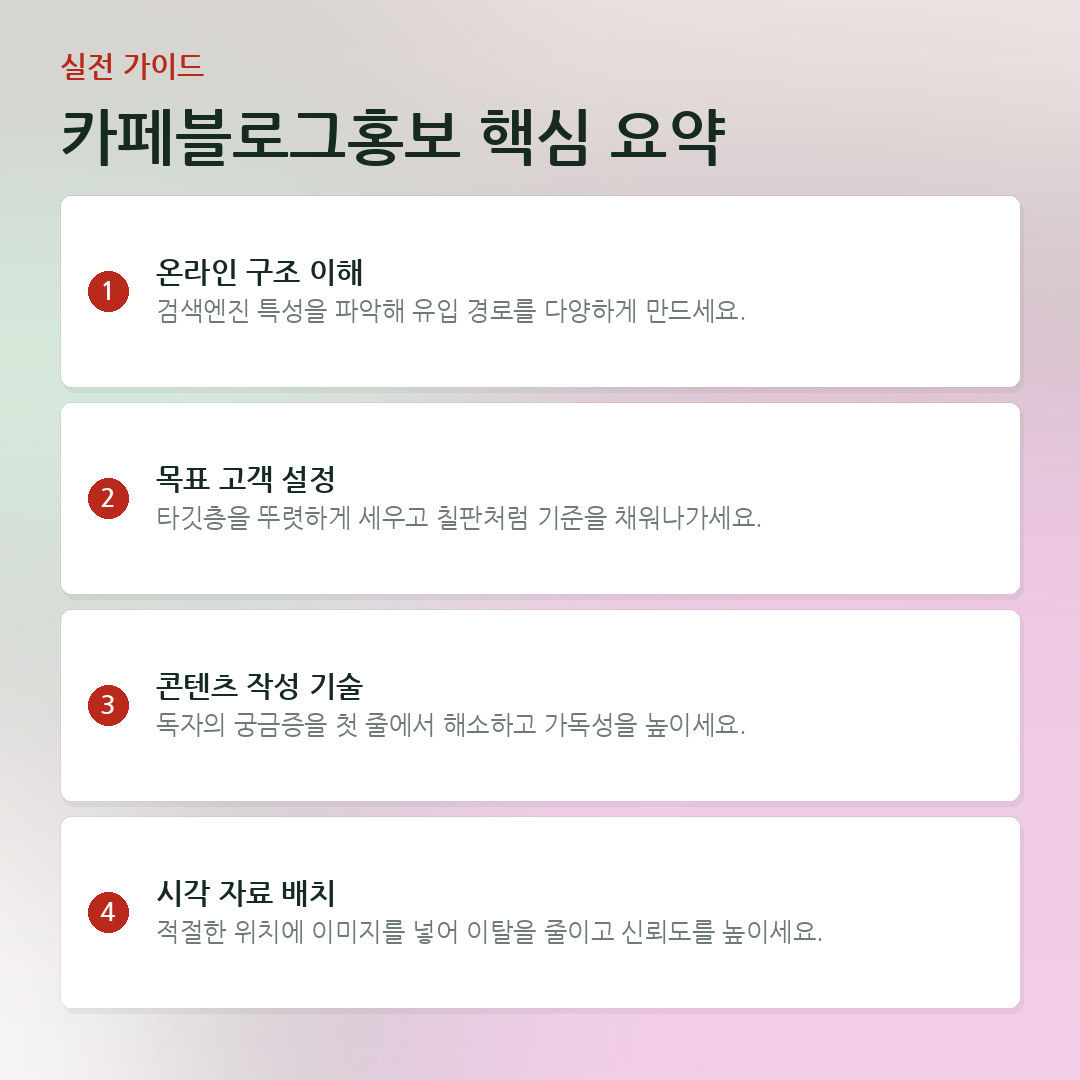 카페블로그홍보 핵심 요약 요약 카드