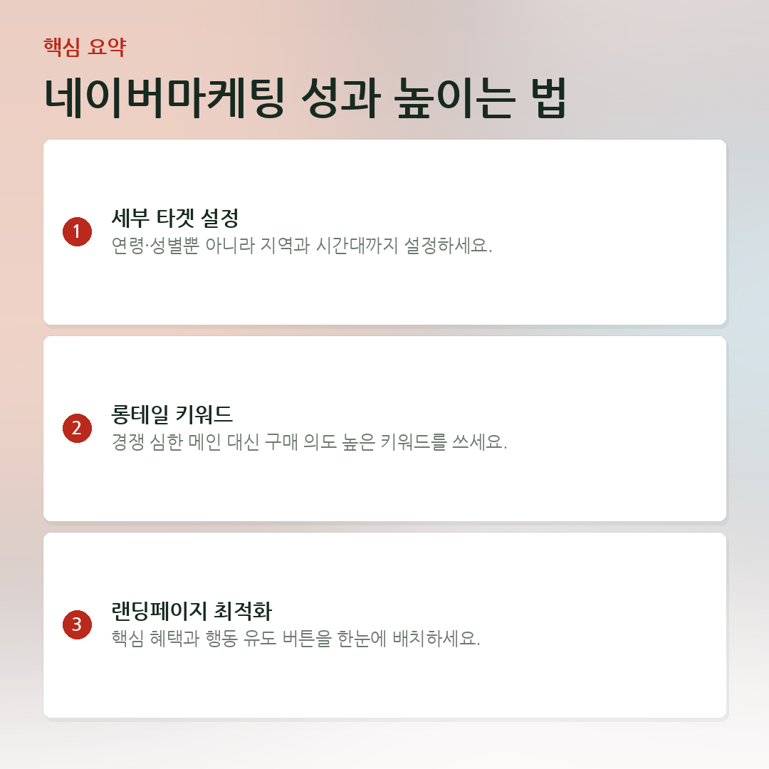네이버마케팅 성과 높이는 법 요약 카드