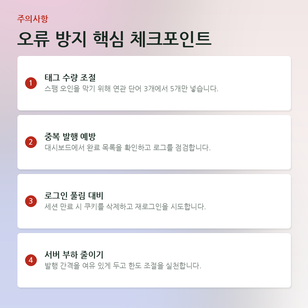 오류 방지 핵심 체크포인트 요약 카드