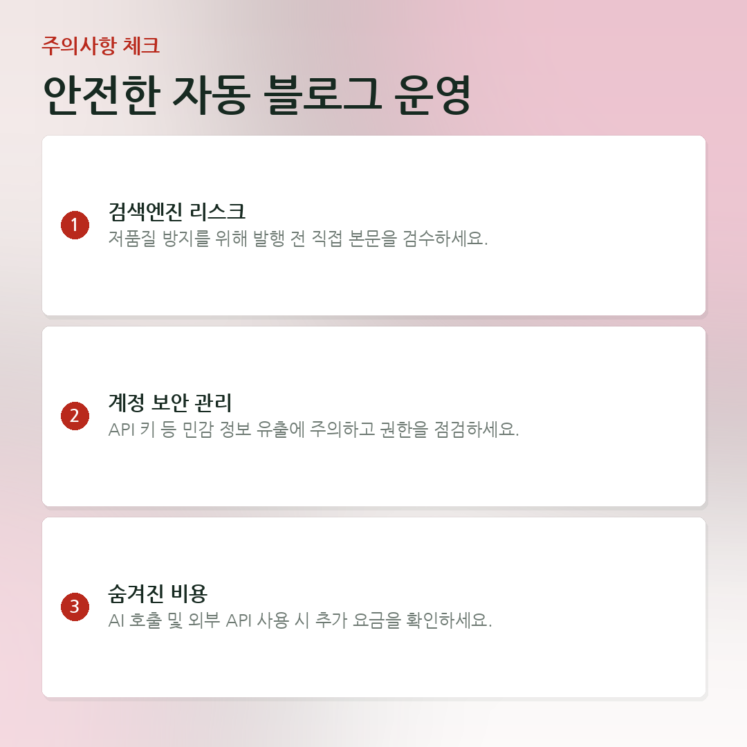 안전한 자동 블로그 운영 요약 카드