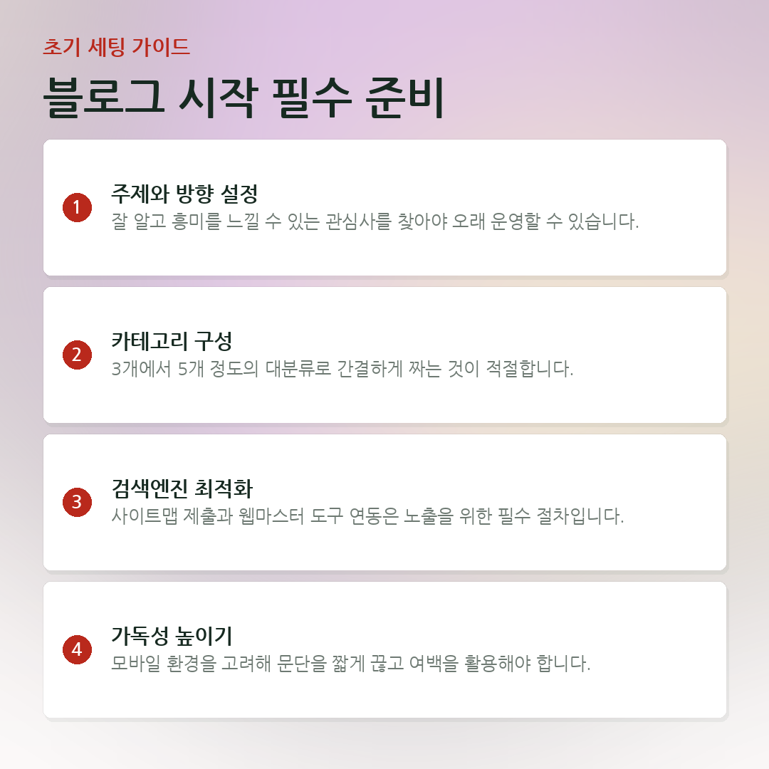 블로그 시작 필수 준비 요약 카드