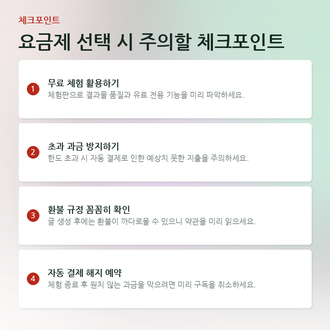 요금제 선택 시 주의할 체크포인트 요약 카드