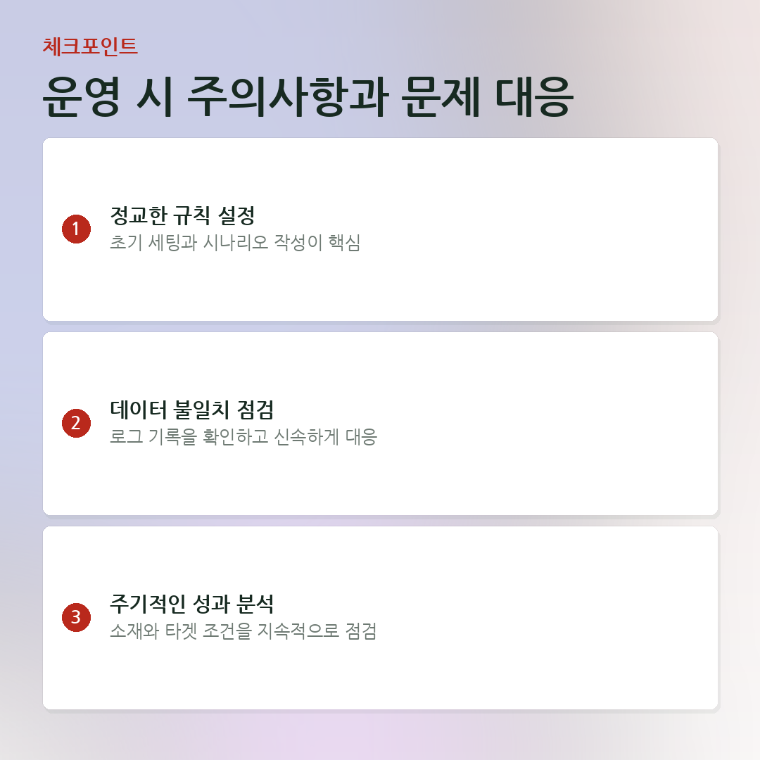 운영 시 주의사항과 문제 대응 요약 카드