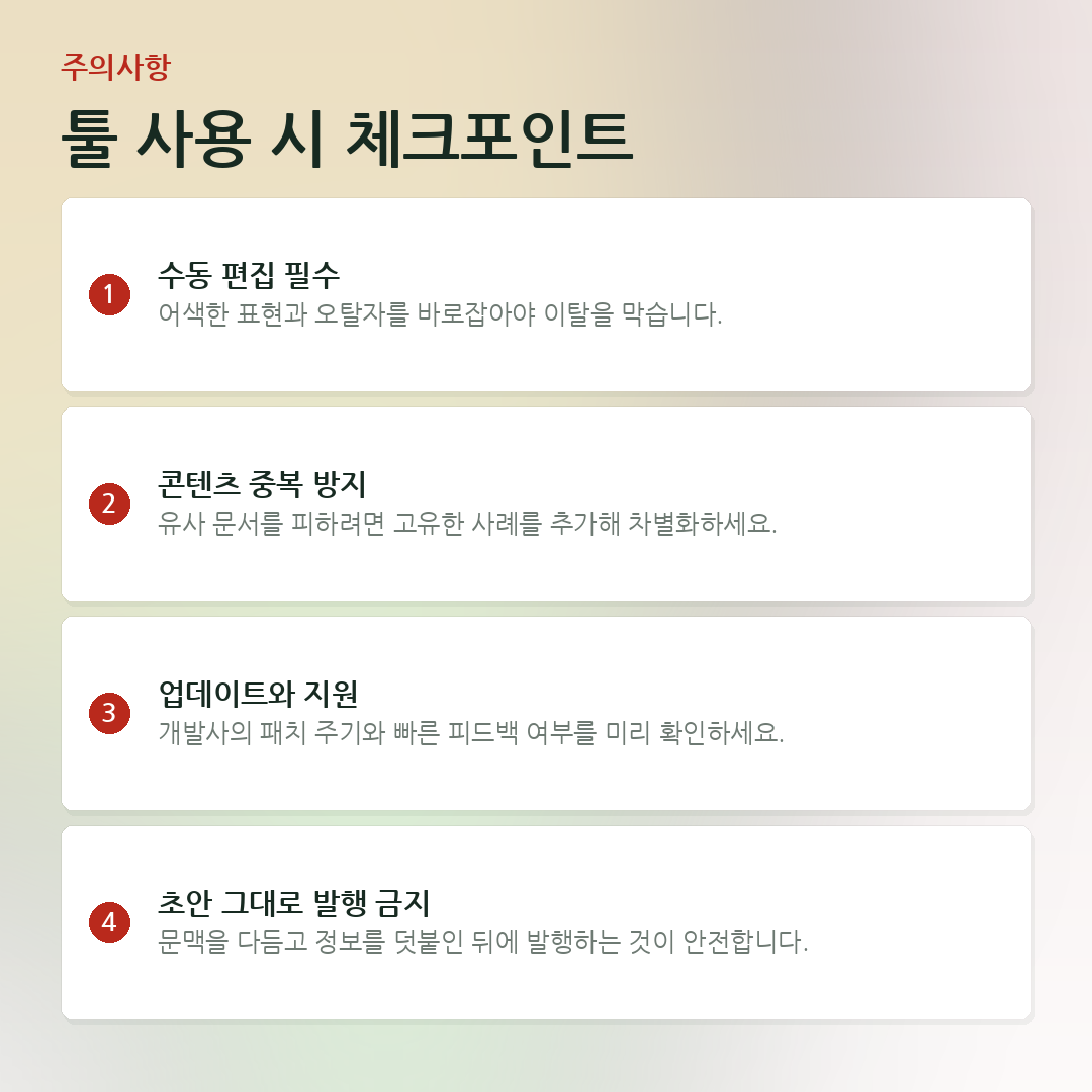 툴 사용 시 체크포인트 요약 카드