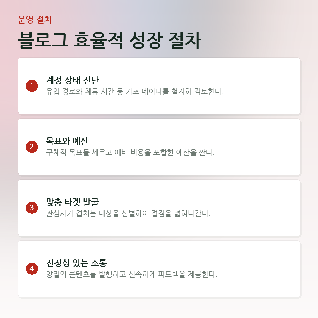 블로그 효율적 성장 절차 요약 카드