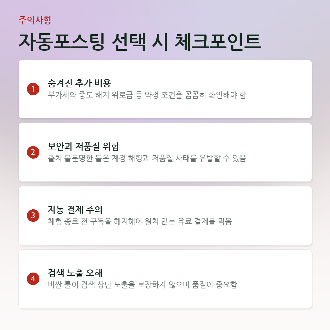 자동포스팅 선택 시 체크포인트 요약 카드