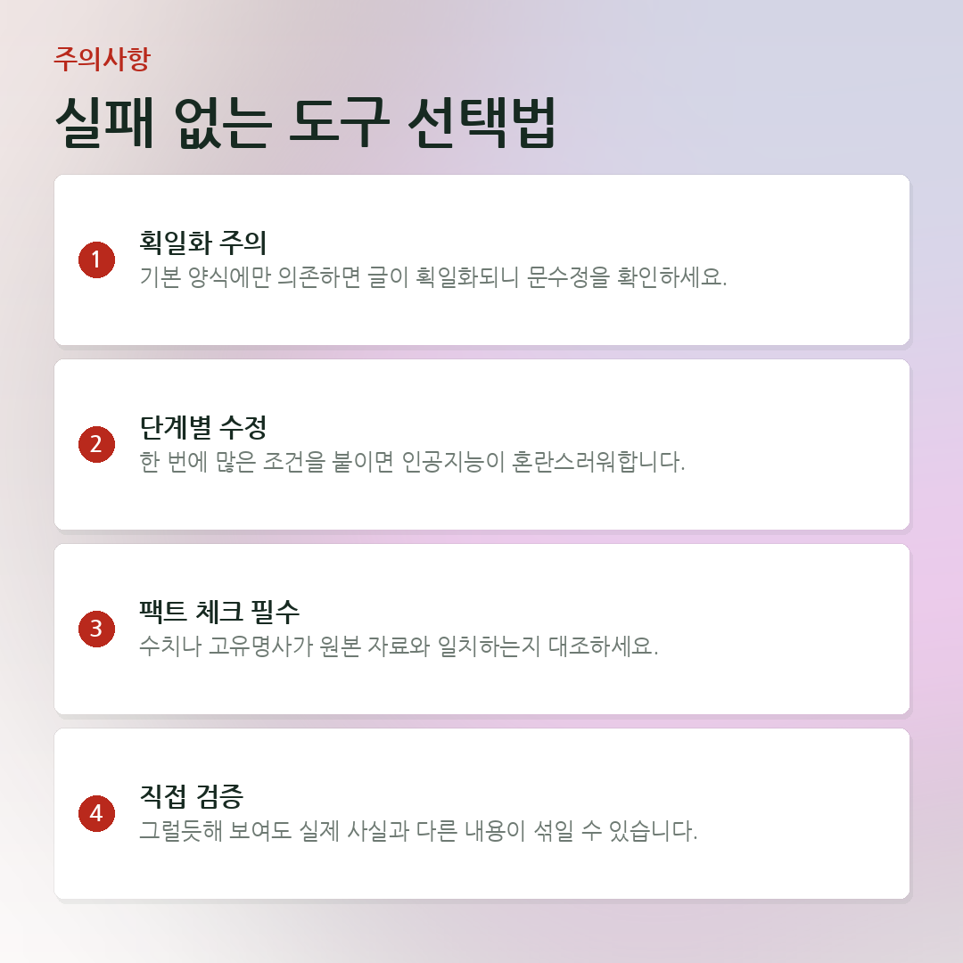 실패 없는 도구 선택법 요약 카드