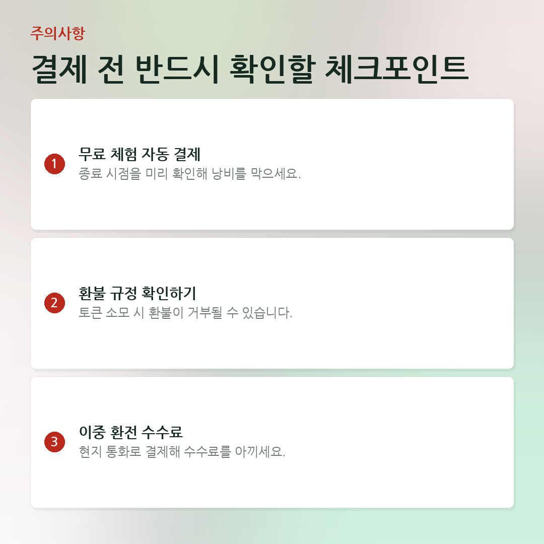 결제 전 반드시 확인할 체크포인트 요약 카드